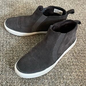 Gray suede Tom’s high top sneakers. Hardly worn! Size 7 1/2